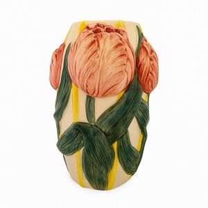 Ganz 3D Hand-Painted Tulip Ceramic Vase Spring Floral Decor Made in Philippines